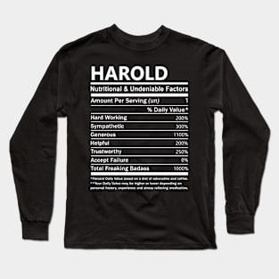 Harold Name T Shirt - Harold Nutritional and Undeniable Name Factors Gift Item Tee Long Sleeve T-Shirt